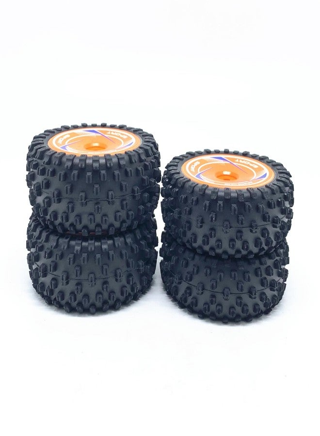KingVal Replacement Front and Rear Wheel Tire Combo RC Spare Parts Compatible with WLtoys 124010 RC Car (Orange) - Image 3